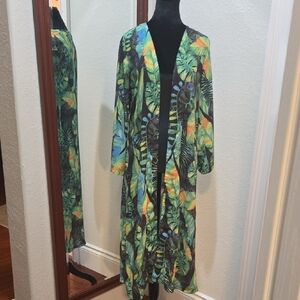 Vibrant Leaf Print Swim Cover-Up
